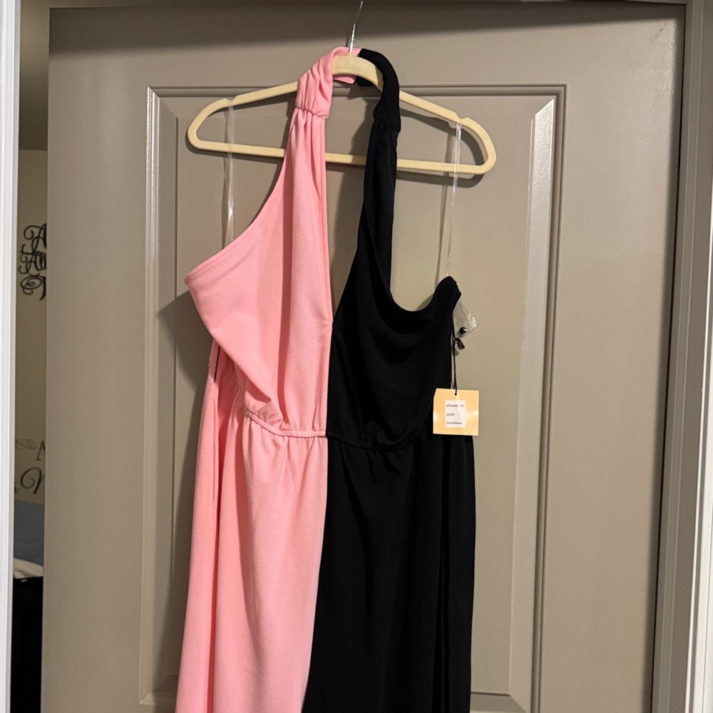 Chic Two-Tone Pink and Black Jumpsuit